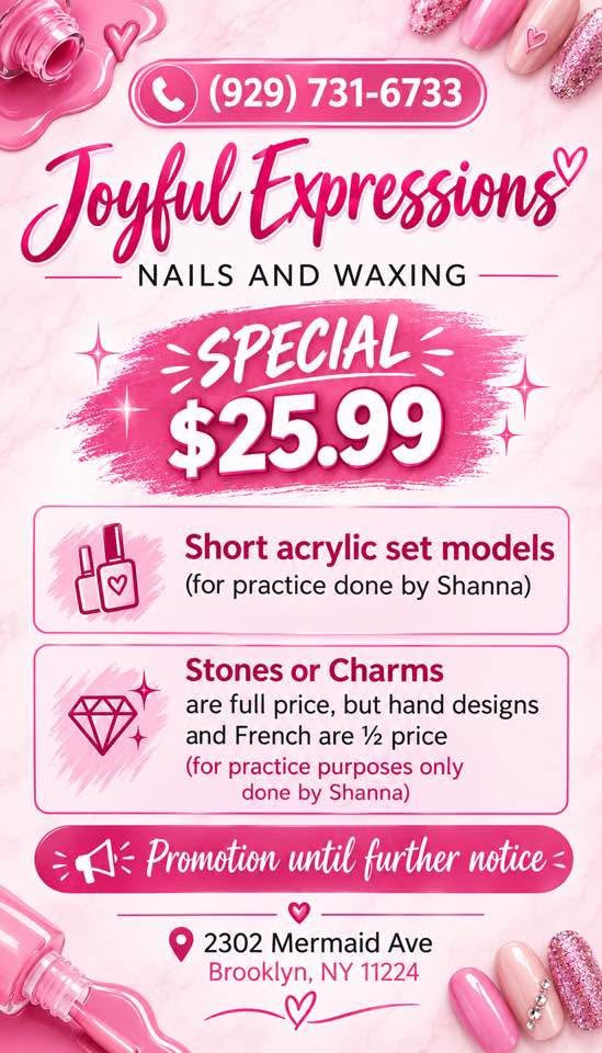 Joyful Expressions $25.99 short acrylic model set special flyer for practice sets done by Shanna