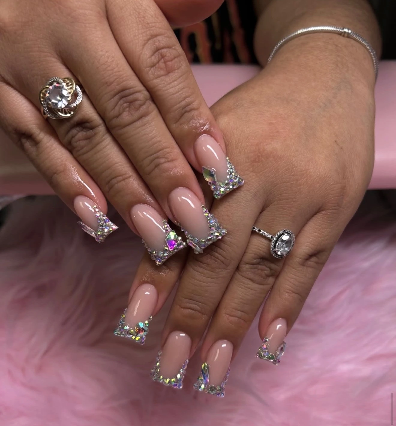 Crystal French nail art by Joyful Expressions
